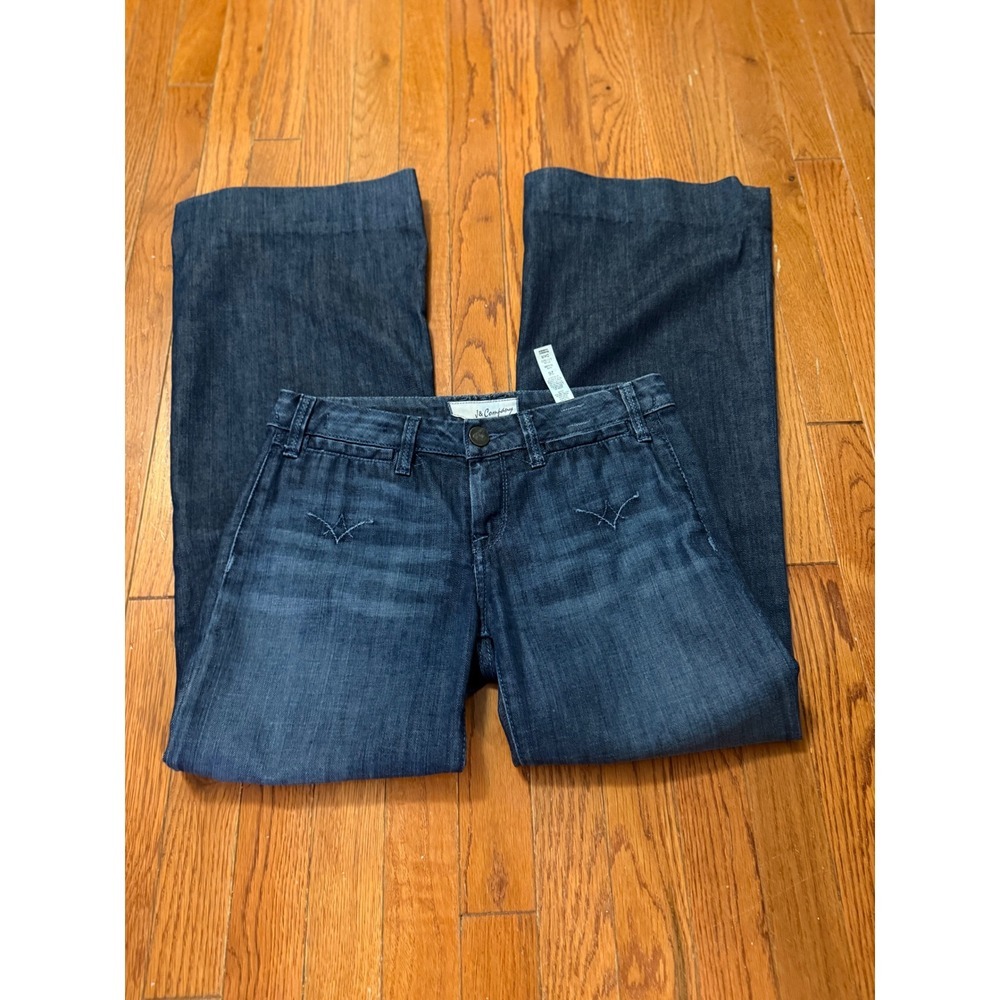 Vintage J & Company The Hollywood Wide Leg Jeans Dark Wash Star Embroidery